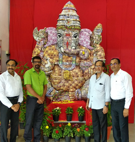 Ganesha idol made with imitation currencies